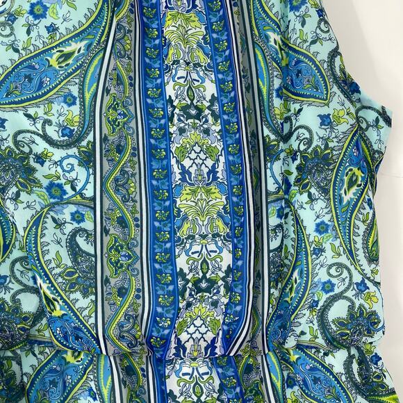 NWT London Times Sleeveless Blue Paisley Dress Sz 14 Garden Fairy Flowy Y2K 90s - Picture 11 of 16